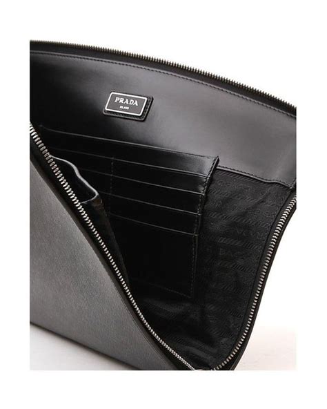 Prada Men's Saffiano Document Holder Black .